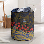 West Coast Eagles ANZAC Day Laundry Basket Indigenous Dot Art with Poppy Flower Tribute