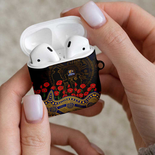 West Coast Eagles ANZAC Day AirPods Case Indigenous Dot Art with Poppy Flower Tribute