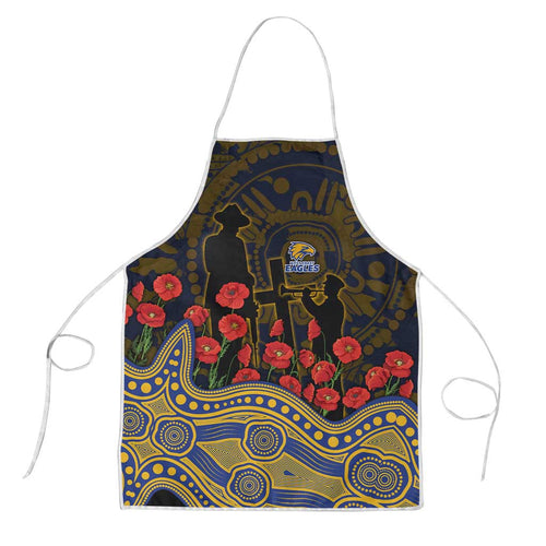 West Coast Eagles ANZAC Day Apron Indigenous Dot Art with Poppy Flower Tribute