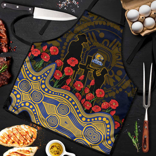 West Coast Eagles ANZAC Day Apron Indigenous Dot Art with Poppy Flower Tribute