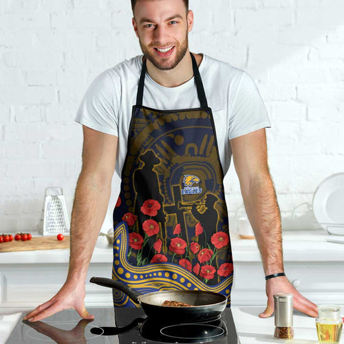 West Coast Eagles ANZAC Day Apron Indigenous Dot Art with Poppy Flower Tribute