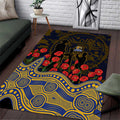 West Coast Eagles ANZAC Day Area Rug Indigenous Dot Art with Poppy Flower Tribute