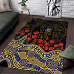 West Coast Eagles ANZAC Day Area Rug Indigenous Dot Art with Poppy Flower Tribute