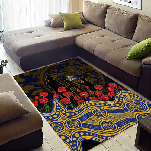 West Coast Eagles ANZAC Day Area Rug Indigenous Dot Art with Poppy Flower Tribute