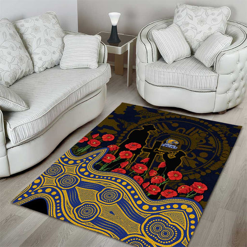 West Coast Eagles ANZAC Day Area Rug Indigenous Dot Art with Poppy Flower Tribute