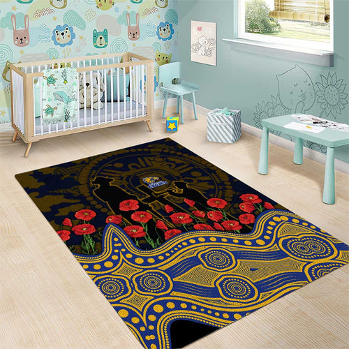 West Coast Eagles ANZAC Day Area Rug Indigenous Dot Art with Poppy Flower Tribute