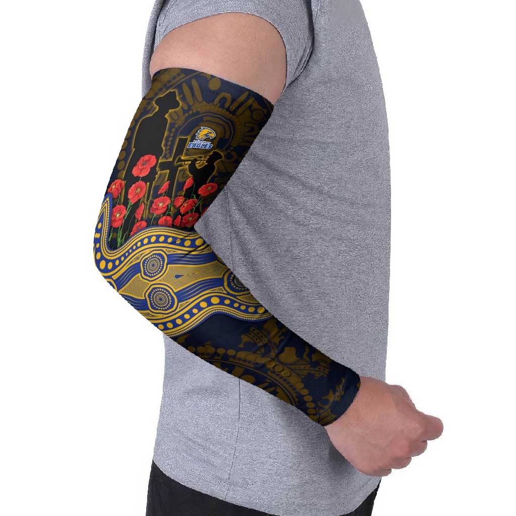 West Coast Eagles ANZAC Day Arm Sleeves Indigenous Dot Art with Poppy Flower Tribute