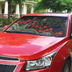 West Coast Eagles ANZAC Day Auto Sun Shade Indigenous Dot Art with Poppy Flower Tribute