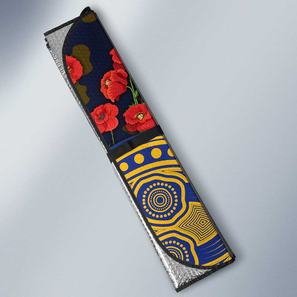 West Coast Eagles ANZAC Day Auto Sun Shade Indigenous Dot Art with Poppy Flower Tribute