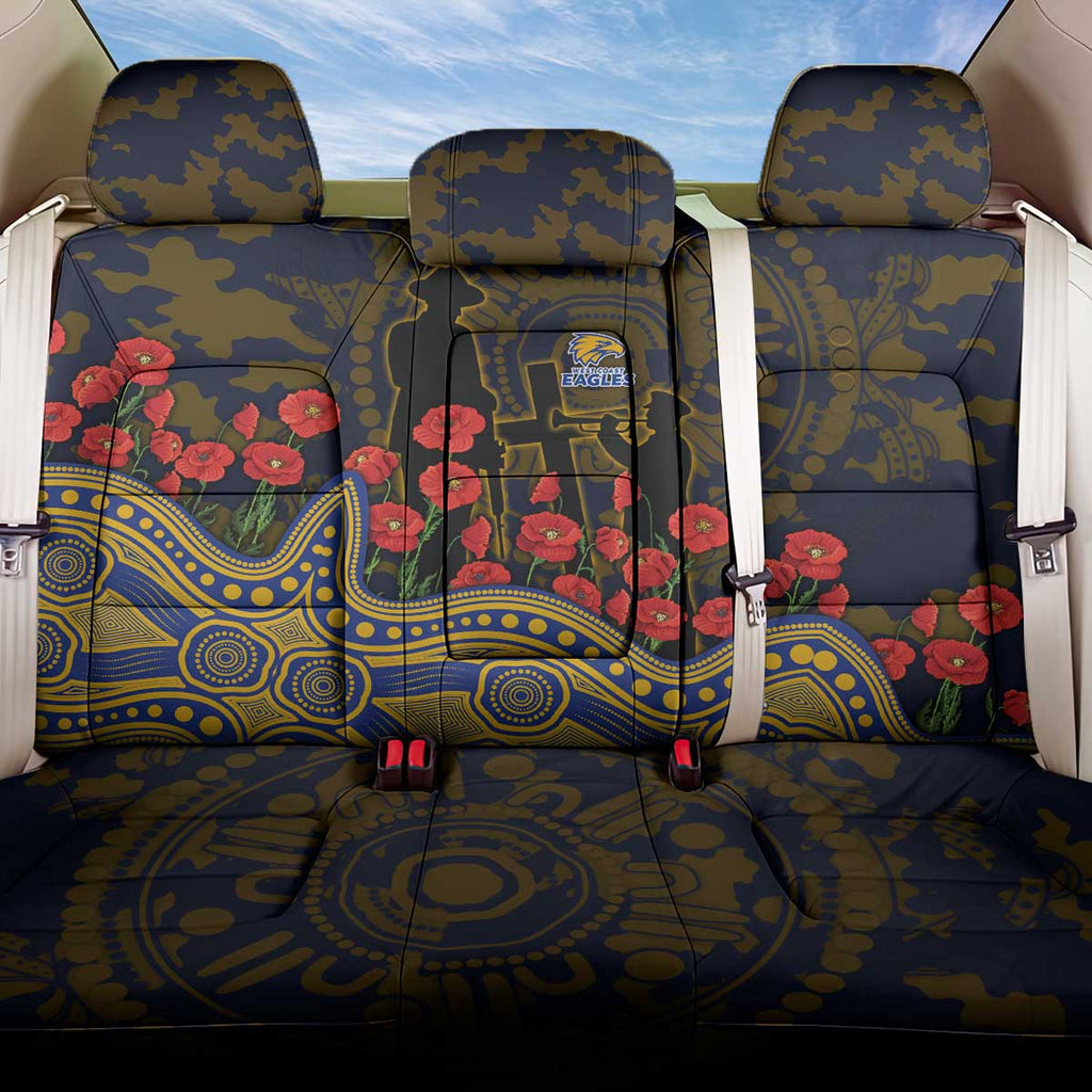 West Coast Eagles ANZAC Day Back Car Seat Cover Indigenous Dot Art with Poppy Flower Tribute