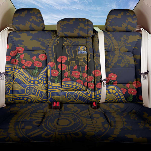 West Coast Eagles ANZAC Day Back Car Seat Cover Indigenous Dot Art with Poppy Flower Tribute