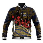 West Coast Eagles ANZAC Day Baseball Jacket Indigenous Dot Art with Poppy Flower Tribute
