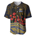 West Coast Eagles ANZAC Day Baseball Jersey Indigenous Dot Art with Poppy Flower Tribute
