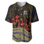 West Coast Eagles ANZAC Day Baseball Jersey Indigenous Dot Art with Poppy Flower Tribute
