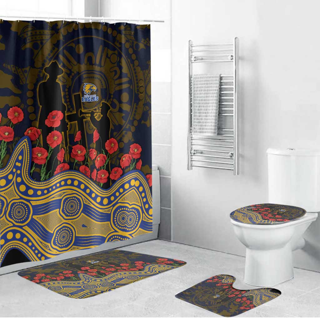 West Coast Eagles ANZAC Day Bathroom Set Indigenous Dot Art with Poppy Flower Tribute