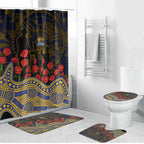 West Coast Eagles ANZAC Day Bathroom Set Indigenous Dot Art with Poppy Flower Tribute