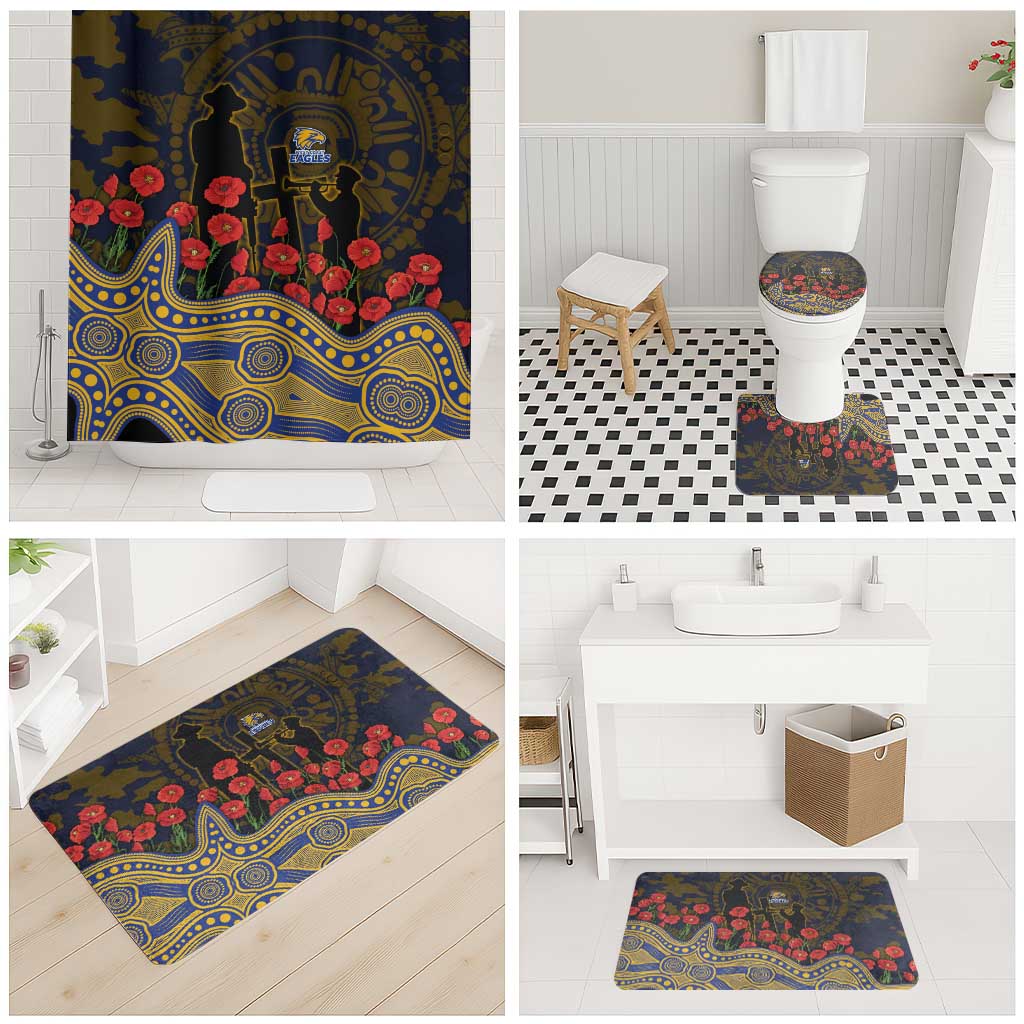 West Coast Eagles ANZAC Day Bathroom Set Indigenous Dot Art with Poppy Flower Tribute