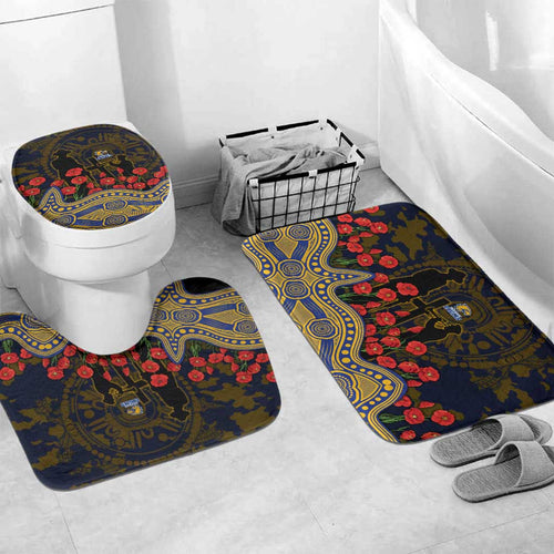 West Coast Eagles ANZAC Day Bathroom Set Indigenous Dot Art with Poppy Flower Tribute