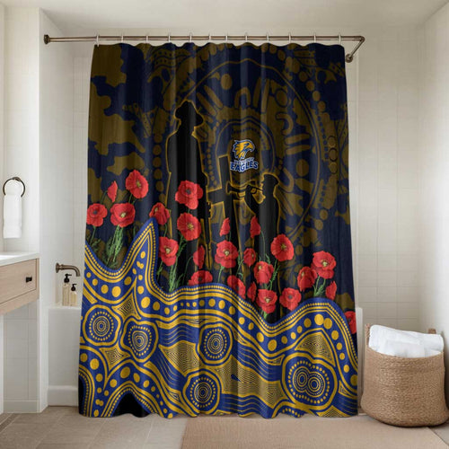 West Coast Eagles ANZAC Day Bathroom Set Indigenous Dot Art with Poppy Flower Tribute