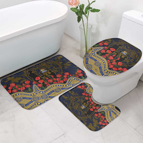 West Coast Eagles ANZAC Day Bathroom Set Indigenous Dot Art with Poppy Flower Tribute