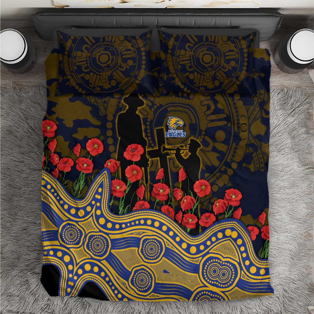 West Coast Eagles ANZAC Day Bedding Set Indigenous Dot Art with Poppy Flower Tribute