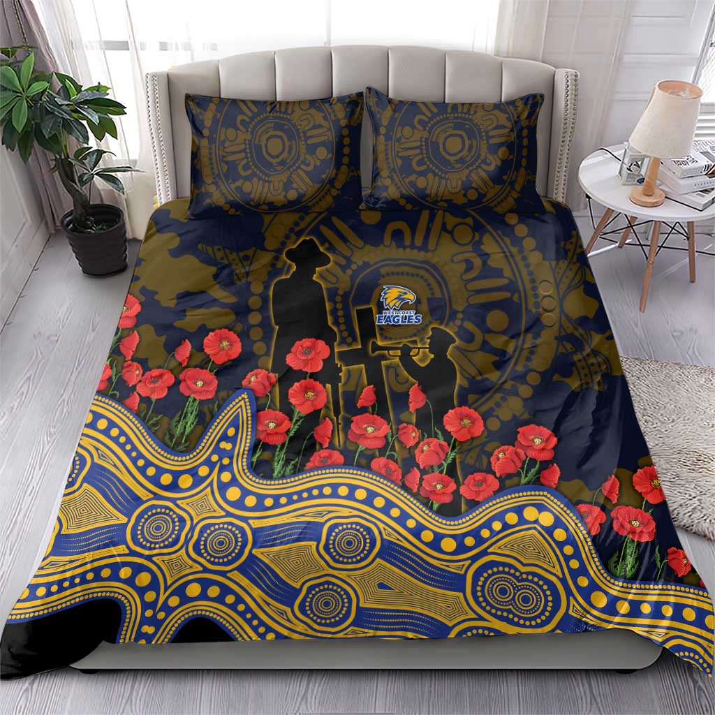 West Coast Eagles ANZAC Day Bedding Set Indigenous Dot Art with Poppy Flower Tribute