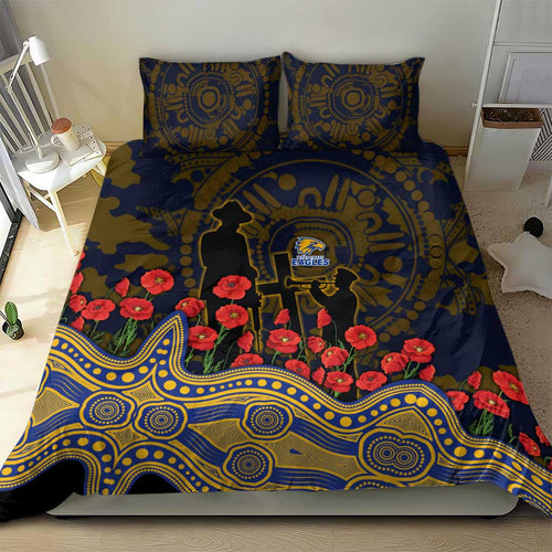West Coast Eagles ANZAC Day Bedding Set Indigenous Dot Art with Poppy Flower Tribute