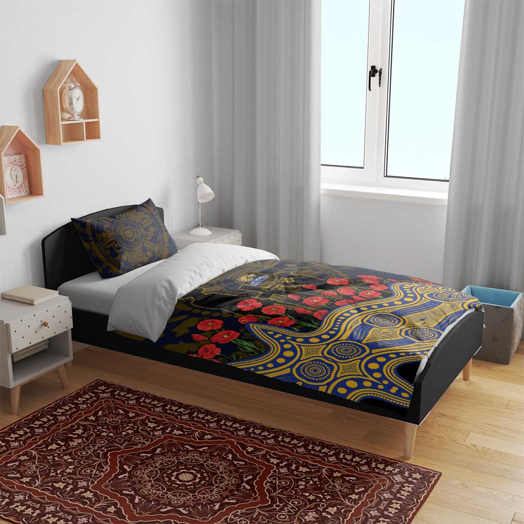 West Coast Eagles ANZAC Day Bedding Set Indigenous Dot Art with Poppy Flower Tribute