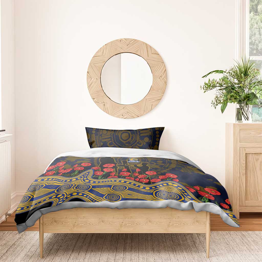 West Coast Eagles ANZAC Day Bedding Set Indigenous Dot Art with Poppy Flower Tribute