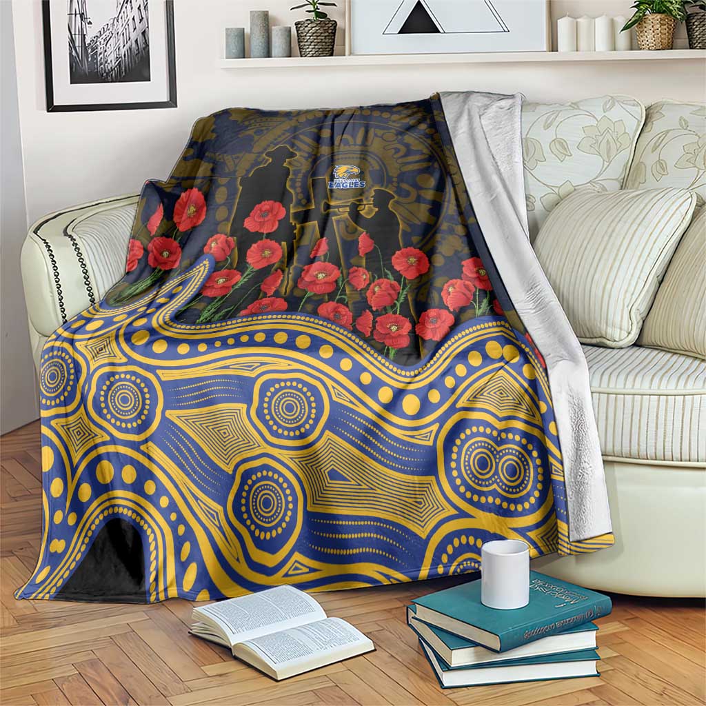 West Coast Eagles ANZAC Day Blanket Indigenous Dot Art with Poppy Flower Tribute