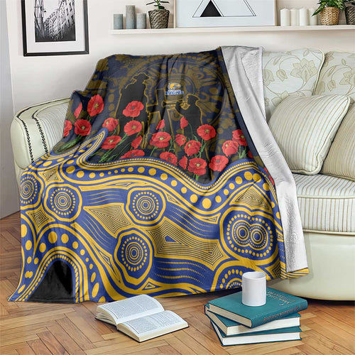 West Coast Eagles ANZAC Day Blanket Indigenous Dot Art with Poppy Flower Tribute