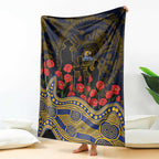 West Coast Eagles ANZAC Day Blanket Indigenous Dot Art with Poppy Flower Tribute