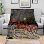 West Coast Eagles ANZAC Day Blanket Indigenous Dot Art with Poppy Flower Tribute