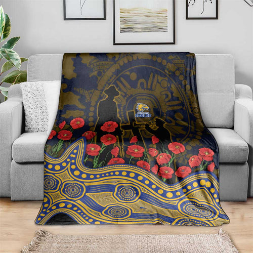West Coast Eagles ANZAC Day Blanket Indigenous Dot Art with Poppy Flower Tribute