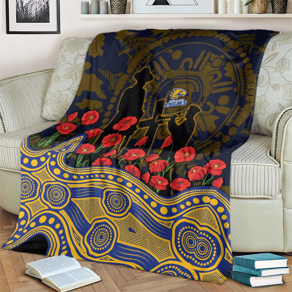 West Coast Eagles ANZAC Day Blanket Indigenous Dot Art with Poppy Flower Tribute