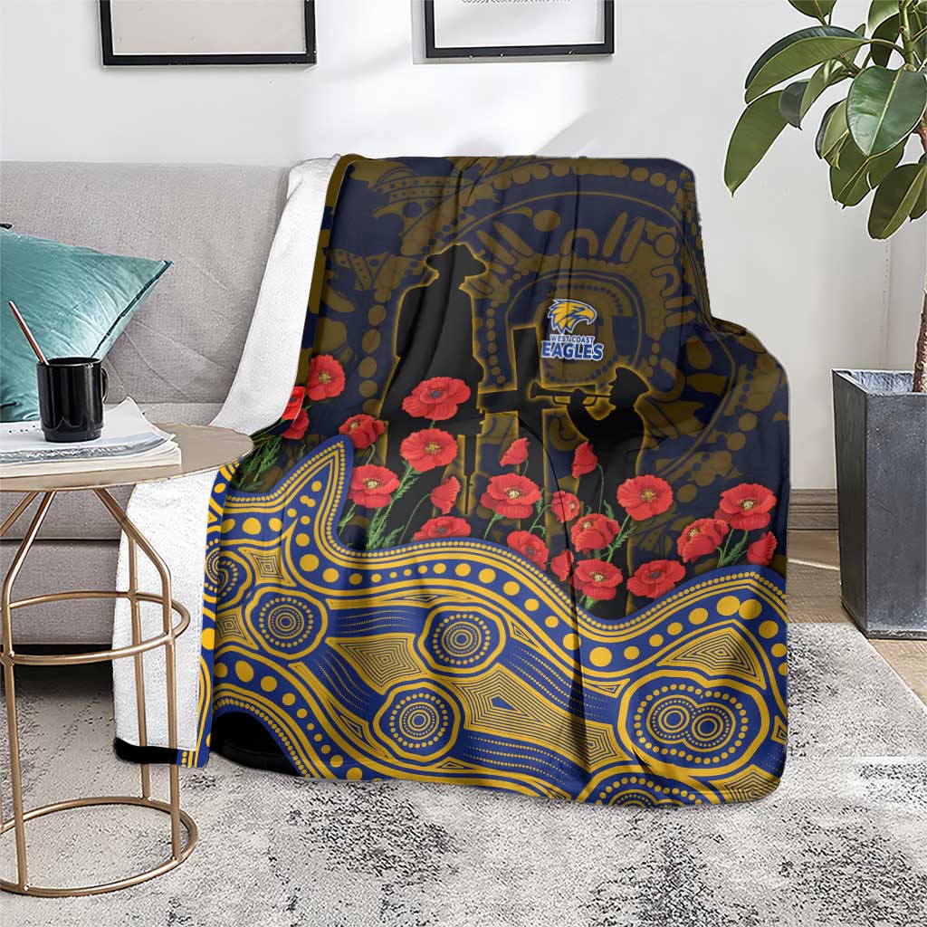 West Coast Eagles ANZAC Day Blanket Indigenous Dot Art with Poppy Flower Tribute