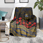 West Coast Eagles ANZAC Day Blanket Indigenous Dot Art with Poppy Flower Tribute