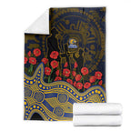 West Coast Eagles ANZAC Day Blanket Indigenous Dot Art with Poppy Flower Tribute