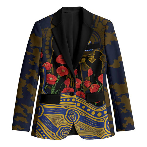 West Coast Eagles ANZAC Day Blazer Indigenous Dot Art with Poppy Flower Tribute