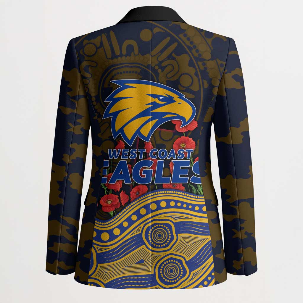 West Coast Eagles ANZAC Day Blazer Indigenous Dot Art with Poppy Flower Tribute
