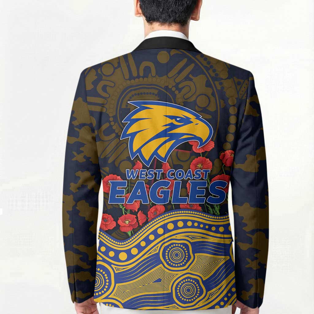 West Coast Eagles ANZAC Day Blazer Indigenous Dot Art with Poppy Flower Tribute