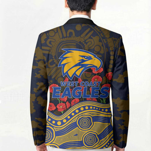West Coast Eagles ANZAC Day Blazer Indigenous Dot Art with Poppy Flower Tribute