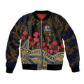 West Coast Eagles ANZAC Day Bomber Jacket Indigenous Dot Art with Poppy Flower Tribute