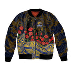 West Coast Eagles ANZAC Day Bomber Jacket Indigenous Dot Art with Poppy Flower Tribute