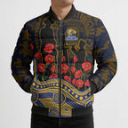 West Coast Eagles ANZAC Day Bomber Puffer Jacket Indigenous Dot Art with Poppy Flower Tribute
