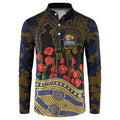 West Coast Eagles ANZAC Day Button Sweatshirt Indigenous Dot Art with Poppy Flower Tribute