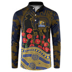 West Coast Eagles ANZAC Day Button Sweatshirt Indigenous Dot Art with Poppy Flower Tribute