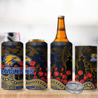 West Coast Eagles ANZAC Day 4 in 1 Can Cooler Tumbler Indigenous Dot Art with Poppy Flower Tribute