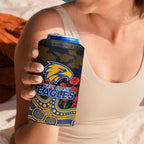 West Coast Eagles ANZAC Day 4 in 1 Can Cooler Tumbler Indigenous Dot Art with Poppy Flower Tribute