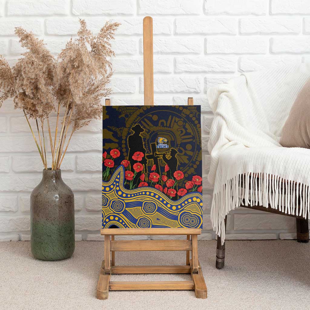 West Coast Eagles ANZAC Day Canvas Wall Art Indigenous Dot Art with Poppy Flower Tribute